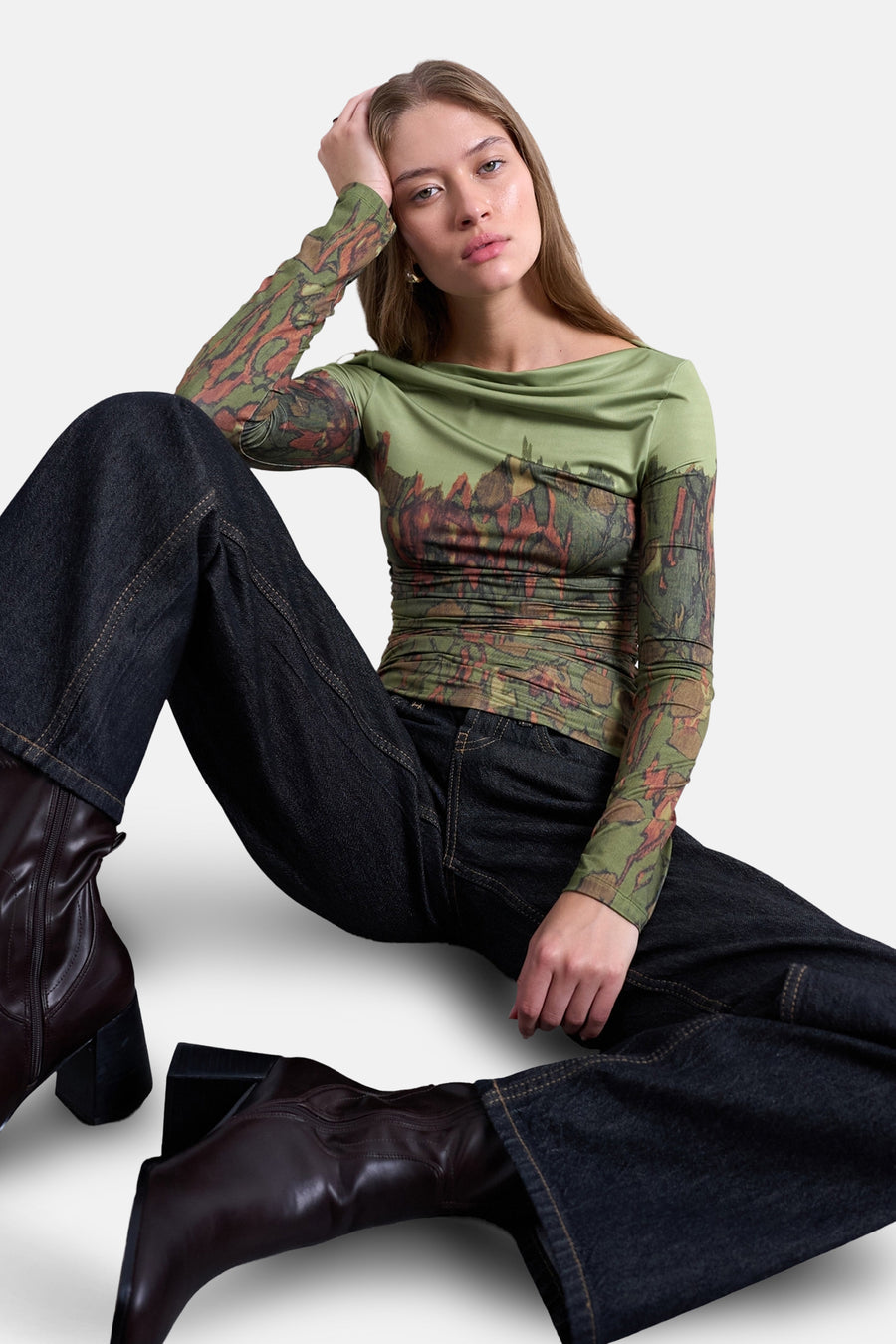 T-shirt à manches longues - vert - TOPSHOP