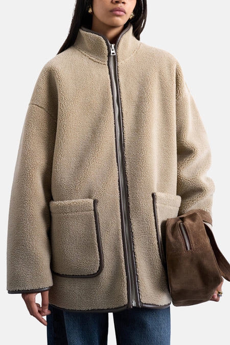 TSARIA HIGH NECK TEDDY JACKET