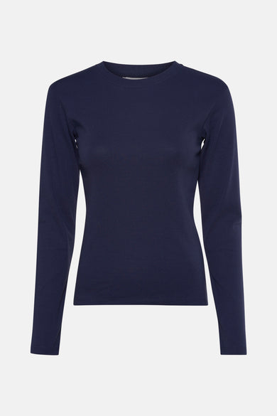 Maillot de corps à manches longues bleu marine.