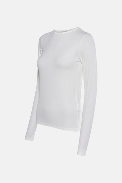 T-shirt blanc à manches longues de TOPSHOP, en texture côtelée.