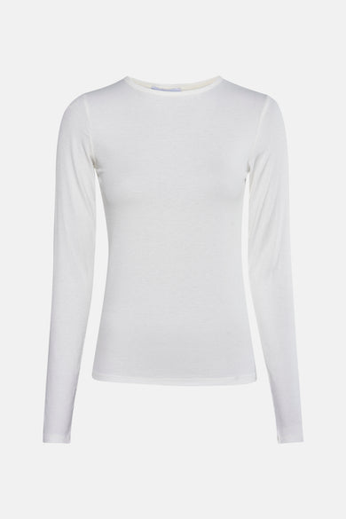 T-shirt blanc à manches longues de TOPSHOP, texture côtelée.