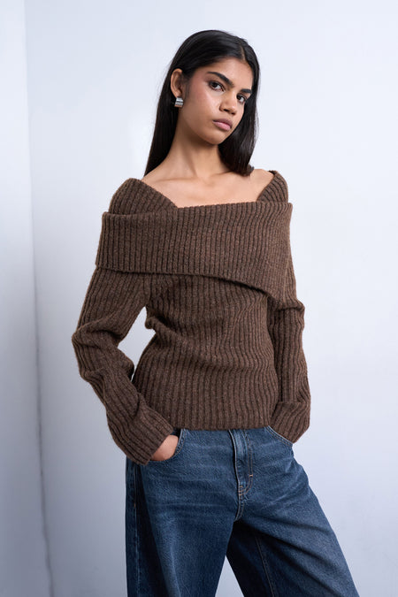 Pull (offshoulder) Brun - TOPSHOP