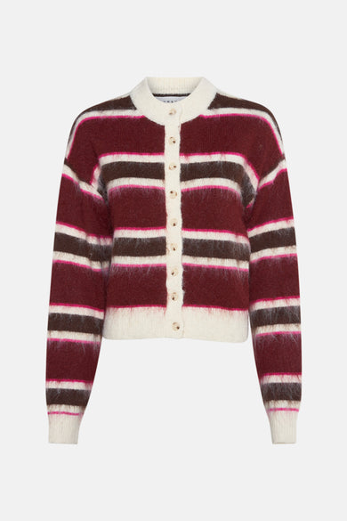Veste multicolore de TOPSHOP, avec des rayures horizontales en marron, bordeaux et blanc.