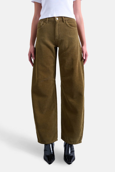 Pantalon brun de TOPSHOP, fabriqué en coton, avec des jambes larges et des bordures noires.