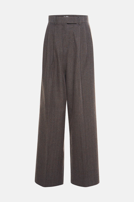 Pantalon gris de TOPSHOP avec un motif à carreaux et des jambes larges.