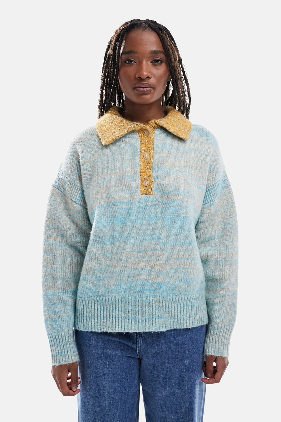 Pull col O bleu - TOPSHOP - TOPSHOP