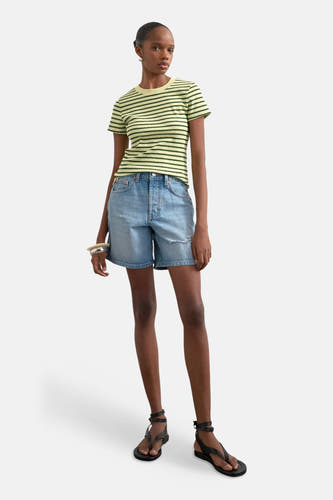 T-shirt rayé vert de TOPSHOP, à manches courtes et col rond.