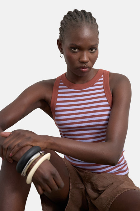 Débardeur multicolore de Topshop, avec un motif rayé et des finitions marron.