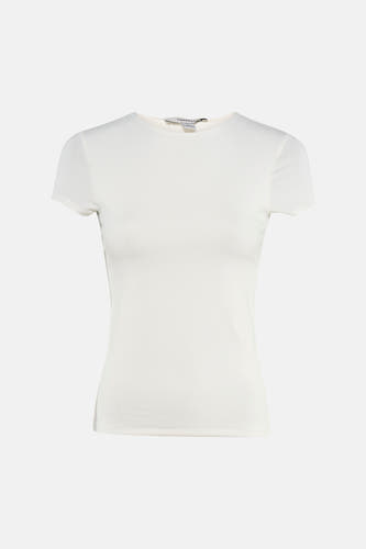 T-shirt blanc TOPSHOP, uni et ajusté, à manches courtes et col rond.