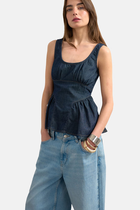 Blouse sans manches - mid blue denim