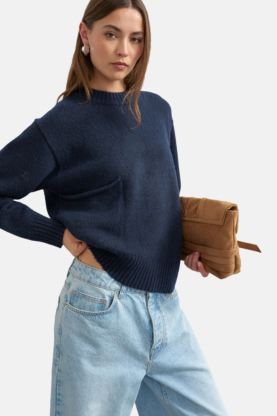 Pull col O bleu - TOPSHOP