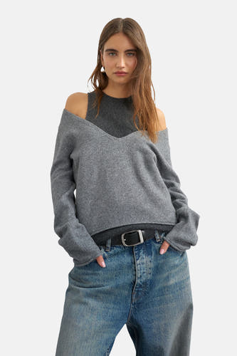 Pull col V gris - TOPSHOP