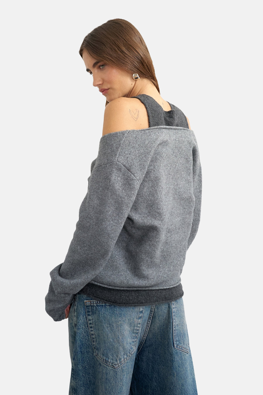Pull col V gris - TOPSHOP
