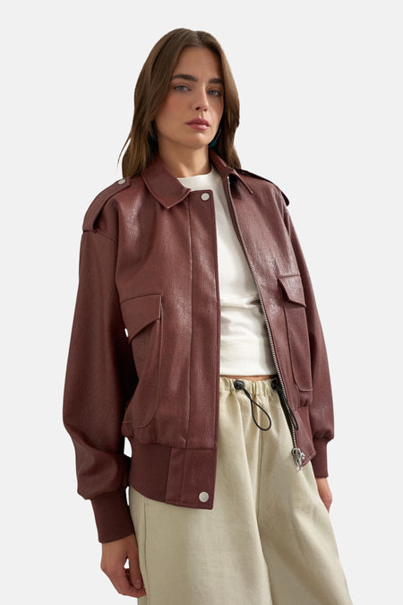 Veste en similicuir - Burgundy