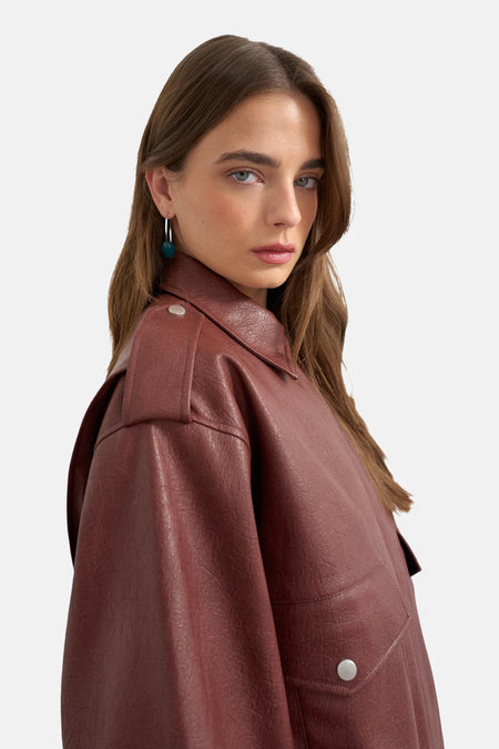 Veste en similicuir - Burgundy