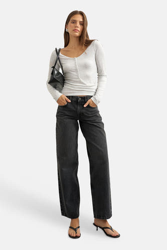 Jeans wide black denim - TOPSHOP