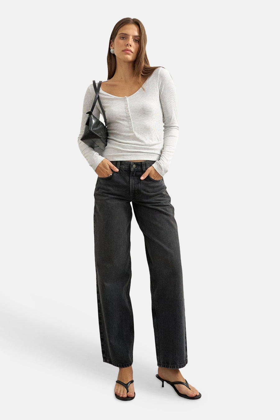 Jeans wide black denim - TOPSHOP