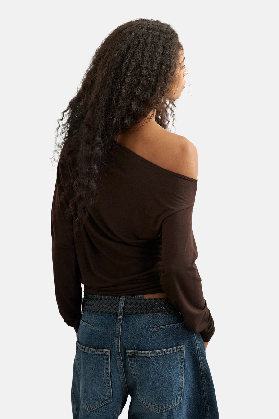 Top uni manche longue brun - TOPSHOP