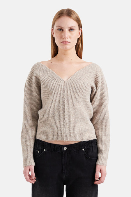 Pull col V beige - TOPSHOP