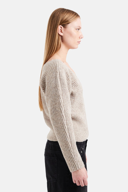 Pull col V beige - TOPSHOP