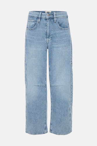 Blauwe denim jeans van MAC met een wijde pijp en steekzakken.
