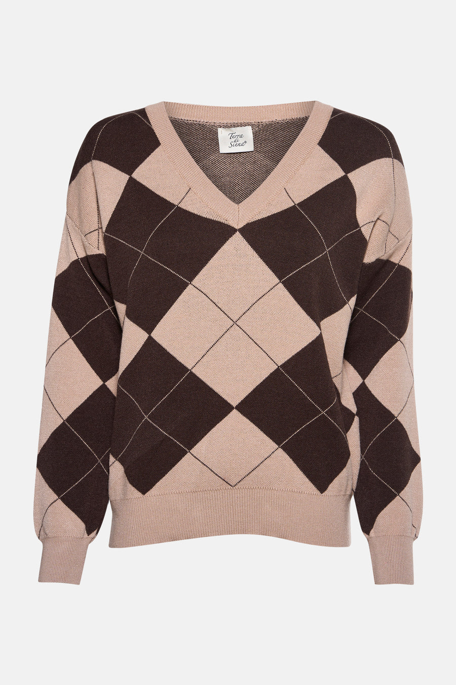 Pull col V brun - Terra di Siena - Terra di Siena - 1