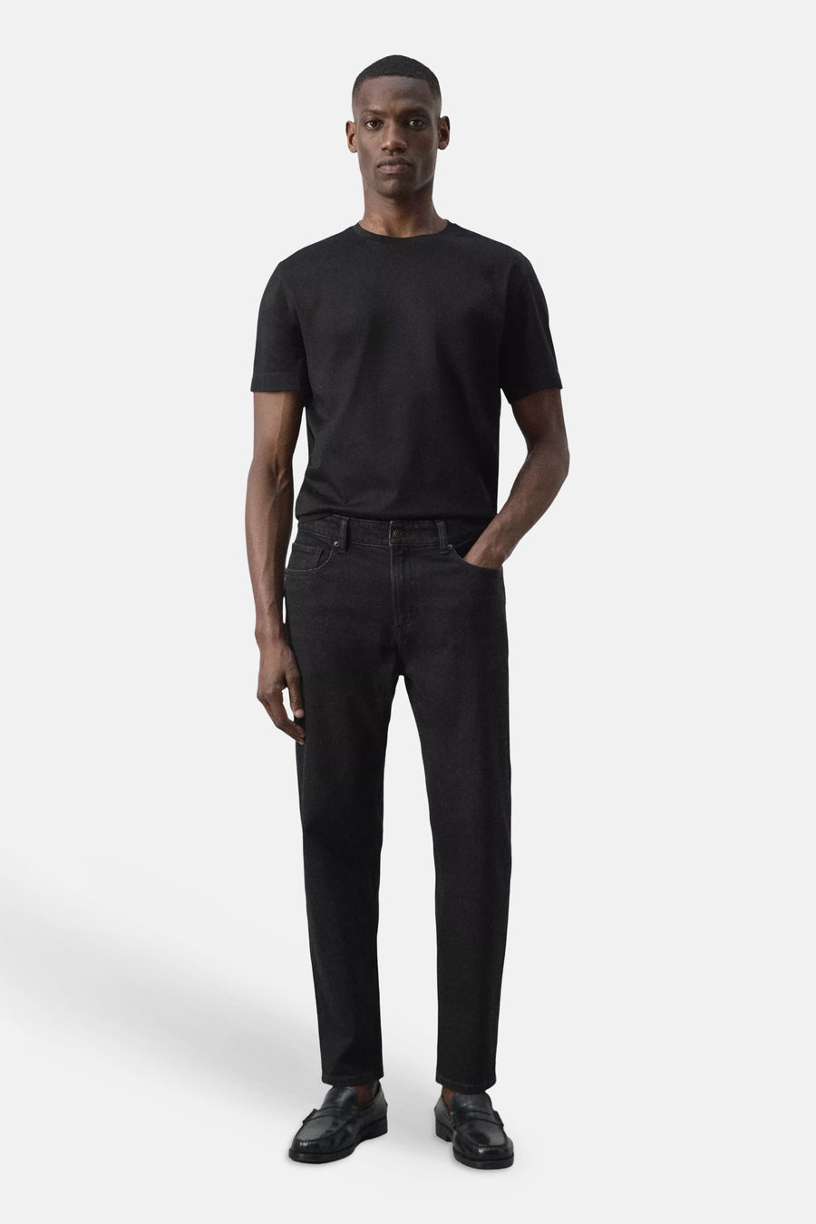 Jeans tapered black denim - MANGO