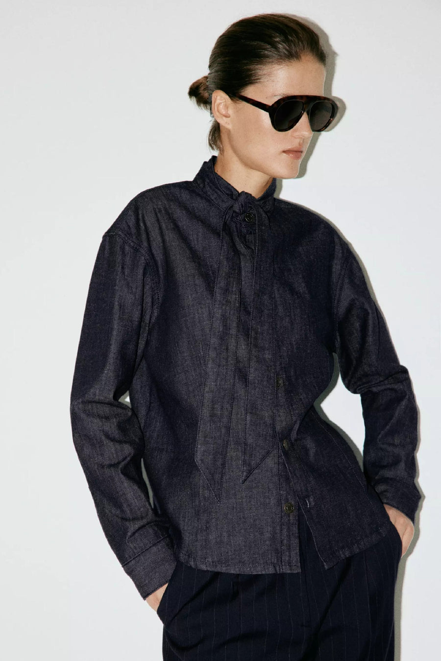 Blouse à manches longues - denim