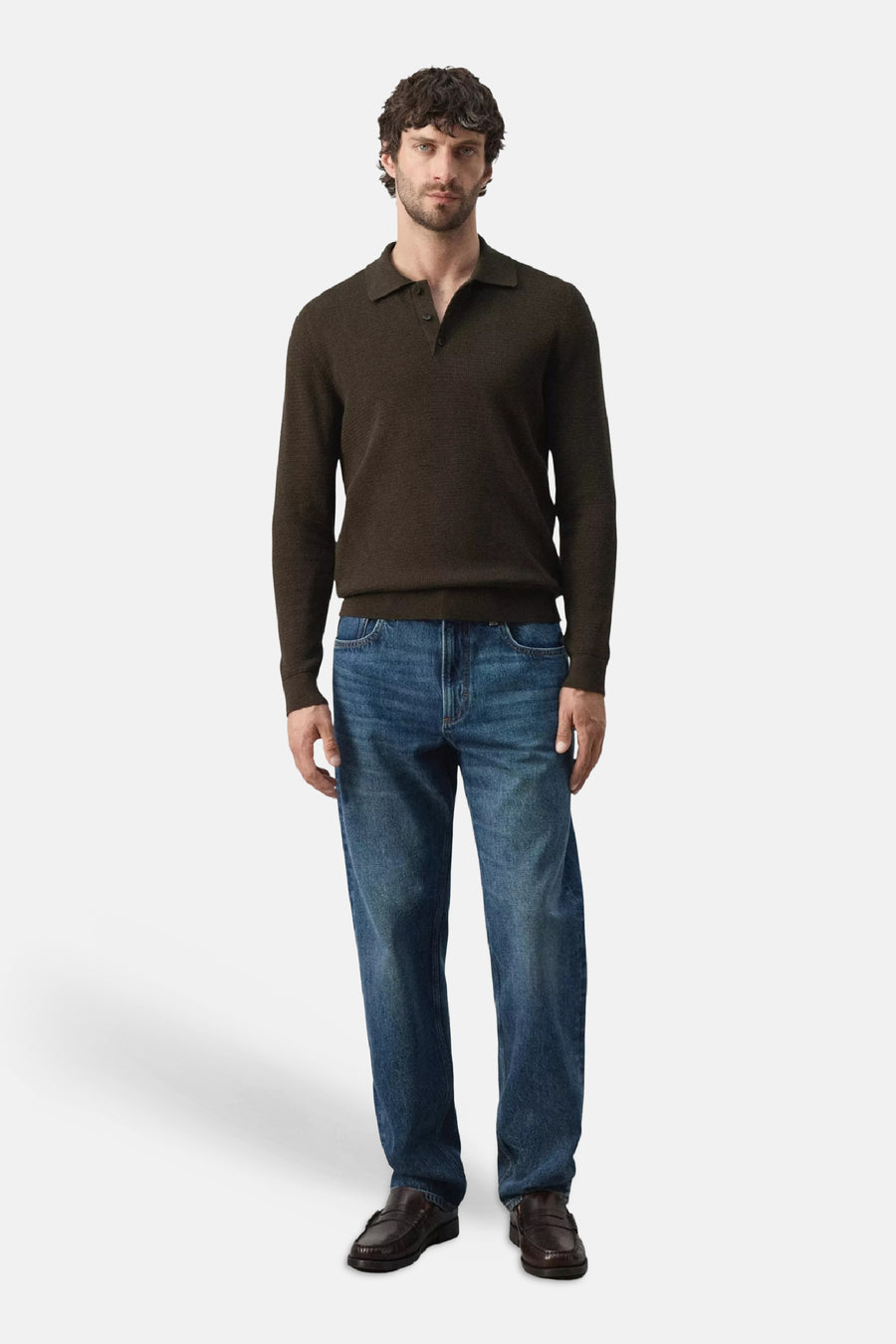 Pull col V - brun