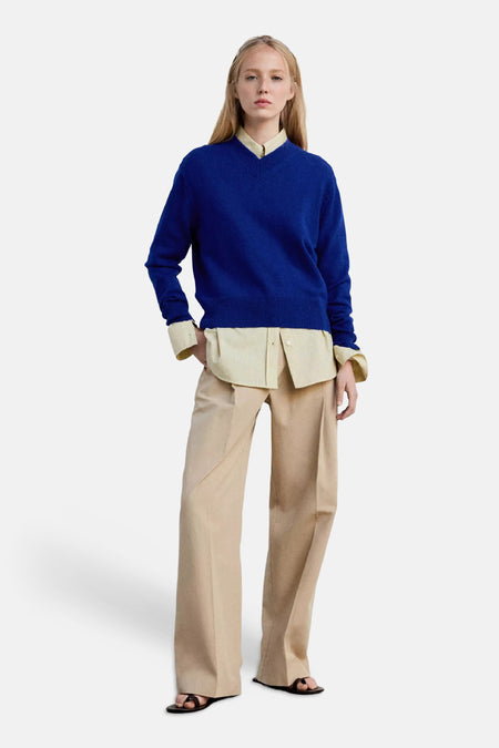 Pull col V - bleu