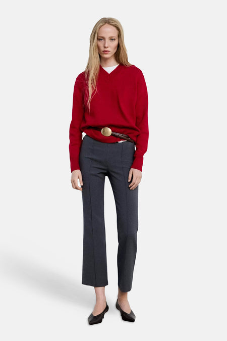 Pull col V - rouge