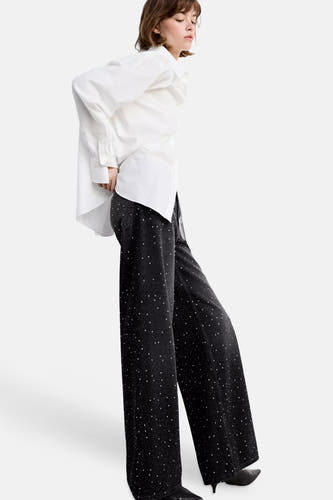 Jeans wide dark grey denim - MANGO