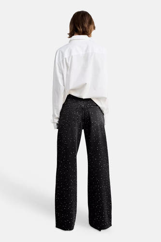Jeans wide dark grey denim - MANGO