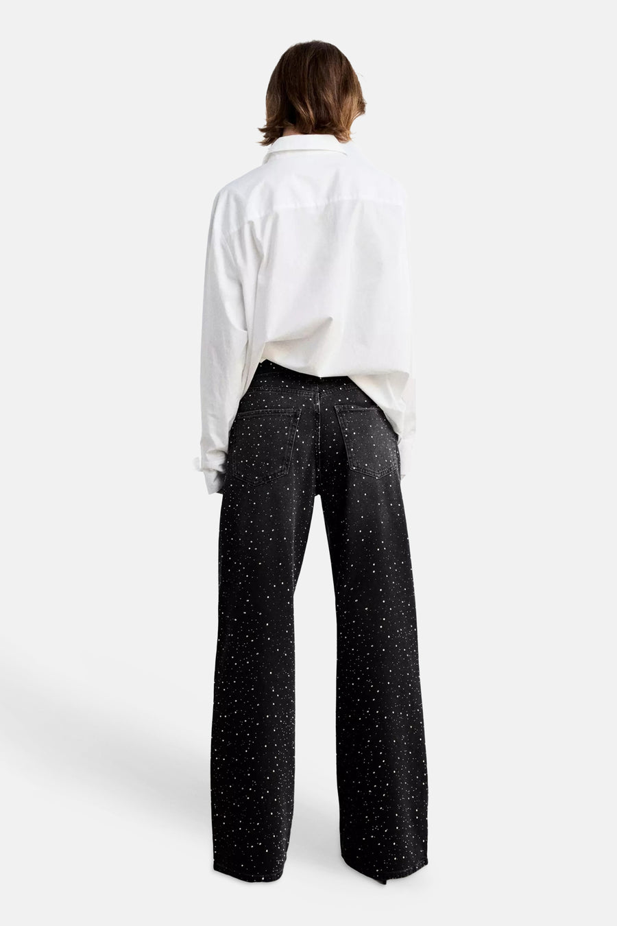 Jeans wide dark grey denim - MANGO