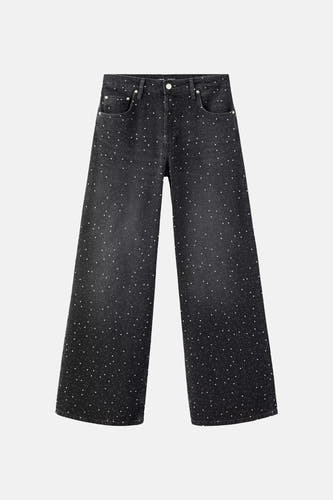Jeans wide dark grey denim - MANGO