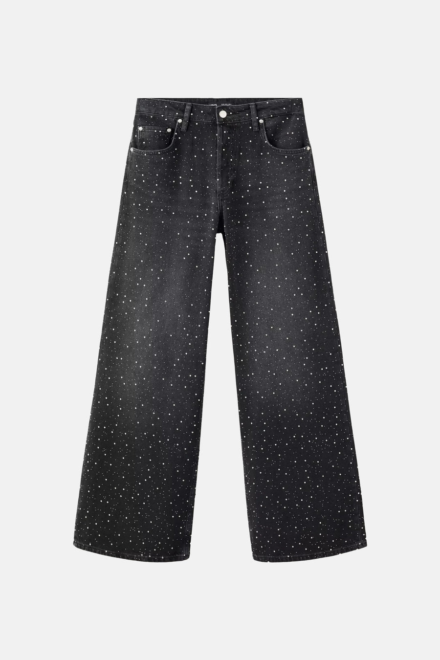 Jeans wide dark grey denim - MANGO