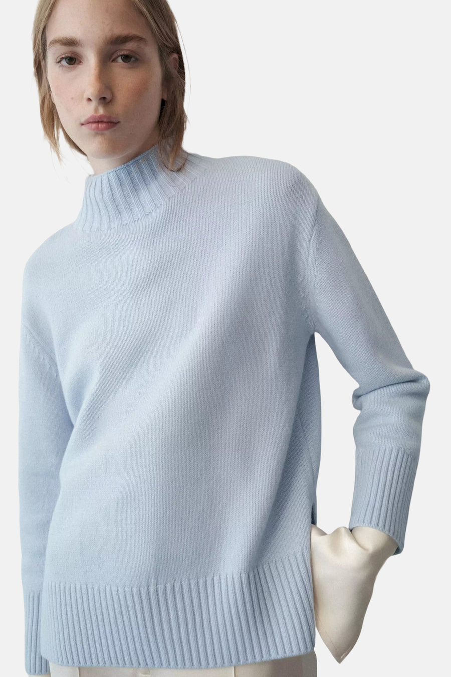 Pull col roulé bleu - MANGO