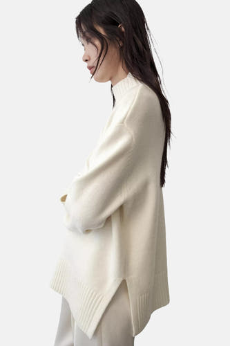 Pull col roulé blanc - MANGO
