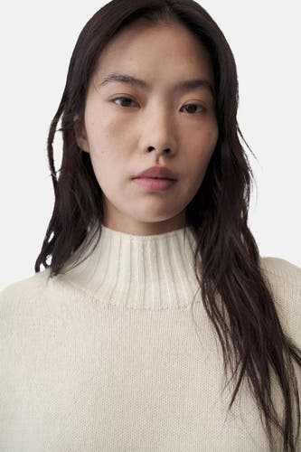 Pull col roulé blanc - MANGO