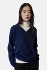Pull col V - bleu