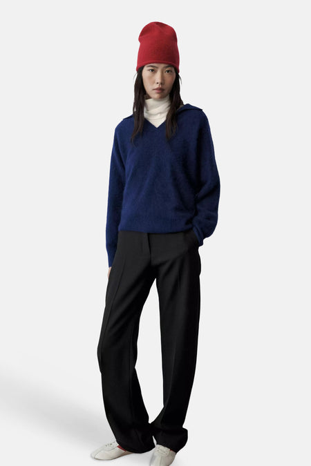 Pull col V - bleu