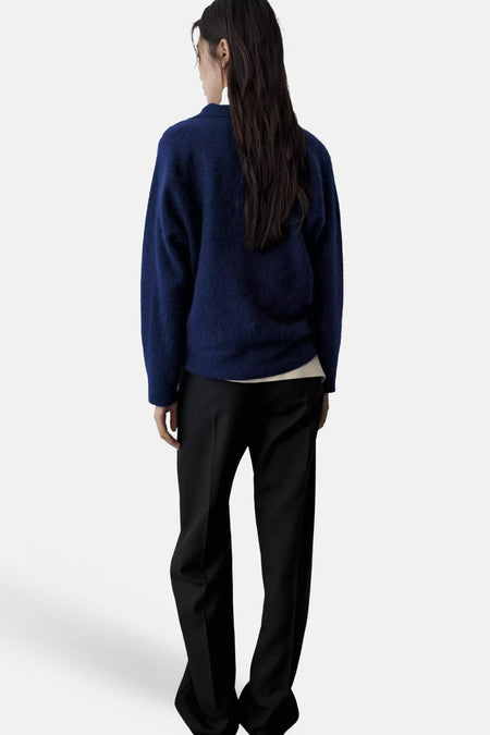 Pull col V - bleu