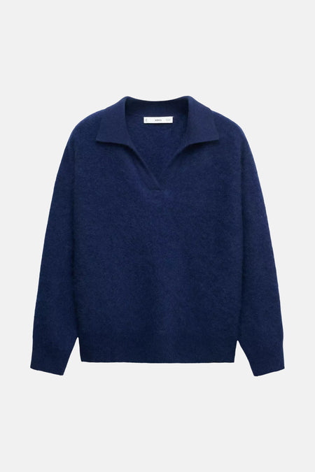 Pull col V - bleu