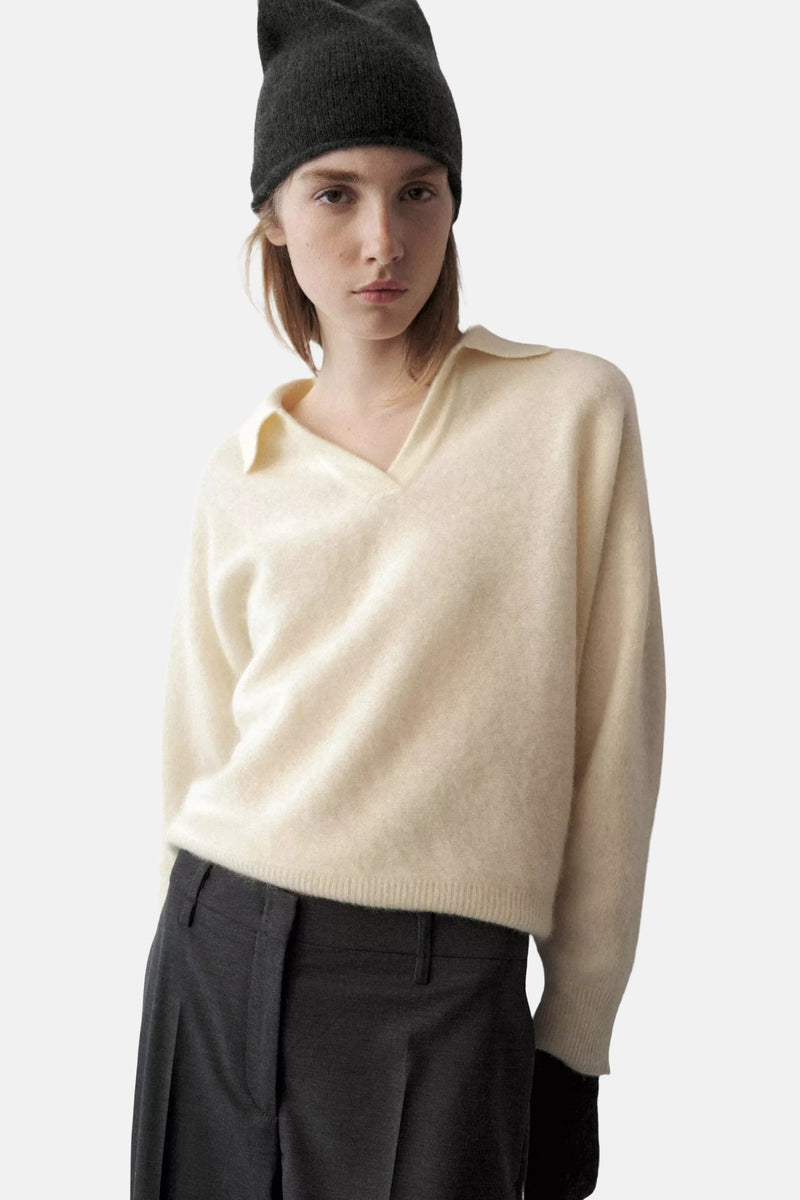 Pull col V - jaune