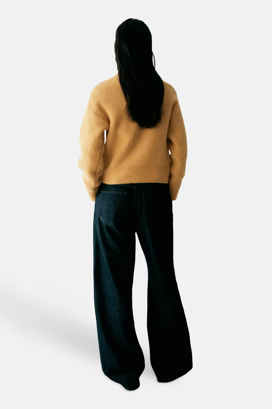 Pull col roulé jaune - MANGO