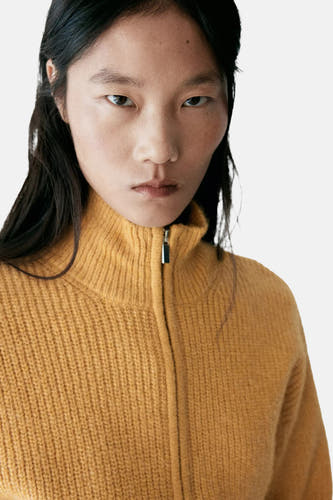 Pull col roulé jaune - MANGO