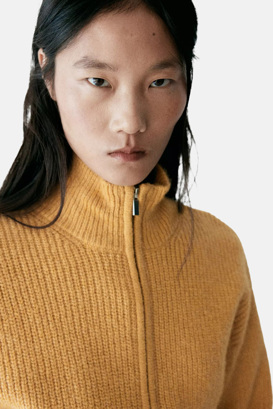 Pull col roulé jaune - MANGO