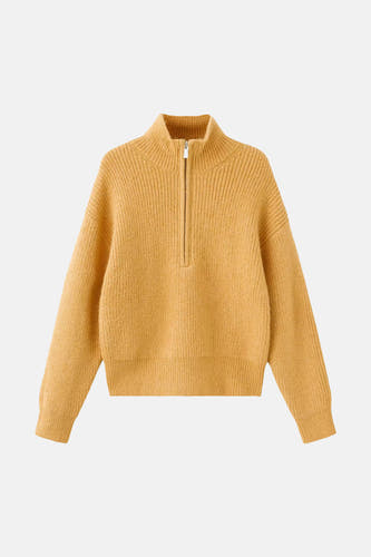 Pull col roulé jaune - MANGO