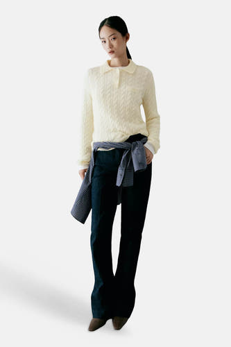 Pull col O - jaune