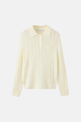 Pull col O - jaune